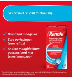 Rennie Kauwgom suikervrij 750mg (10stuks)
