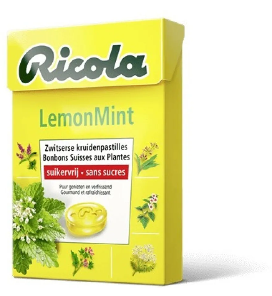 Ricola Citroen Munt Suikervrij Doosje (50 gr)