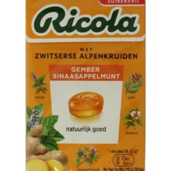 Ricola Gember Sinaasappelmunt Suikervrij (50 gr)