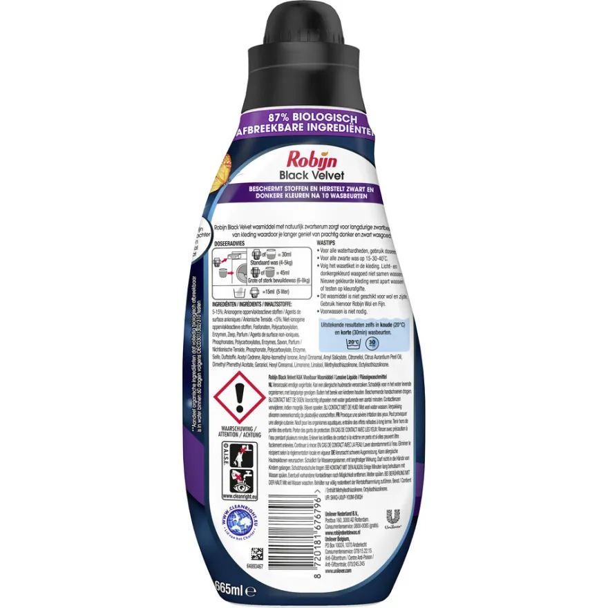 Robijn Wasmiddel – Klein & Krachtig Black Velvet (665 ml)