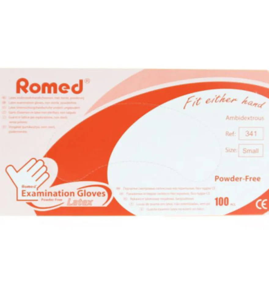 Romed Latex handschoen niet steriel poedervrij S (100 stuks)