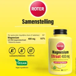 Roter Magnesium Citraat Citroen (50 tabletten)
