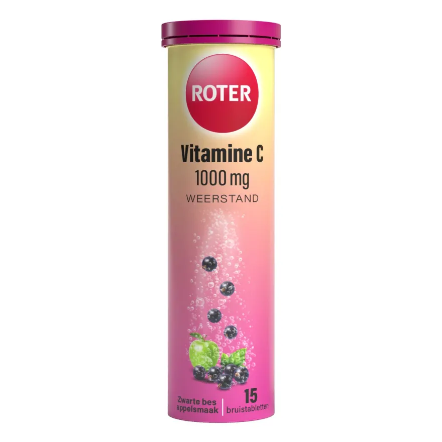Roter Vitamine C 1000 mg Bruis Zwarte bes – Appel (15 bruistabletten)