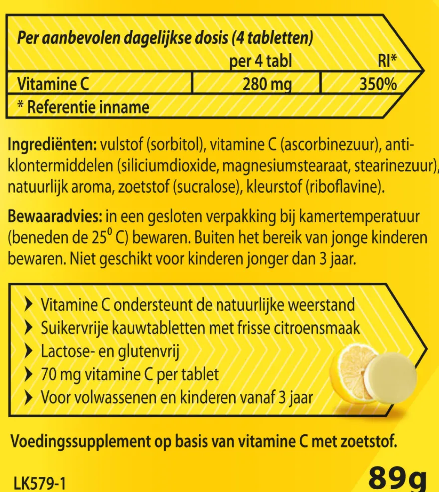 Roter Vitamine C 70 mg suikervrij (300 kauwtabletten)