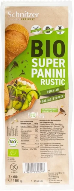 Schnitzer Super Panini Rustic Gluten Vrij (180 gr)