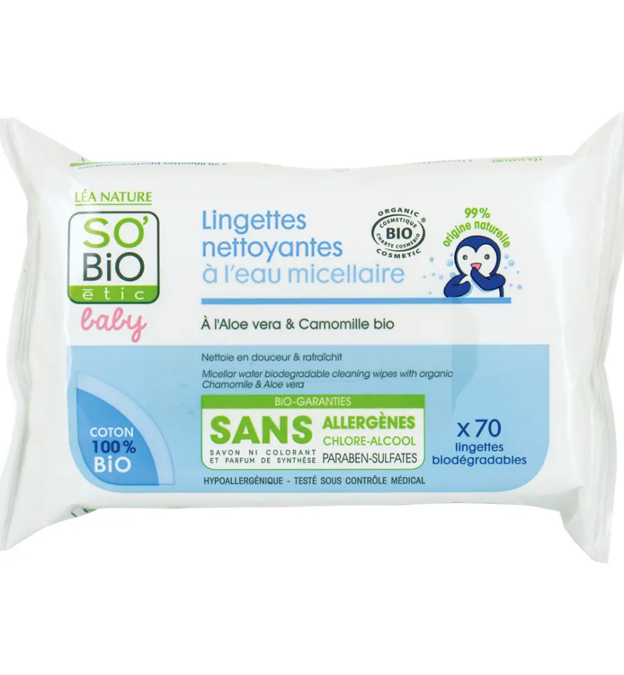 So Bio Etic Baby wipes micellair (70 stuks)
