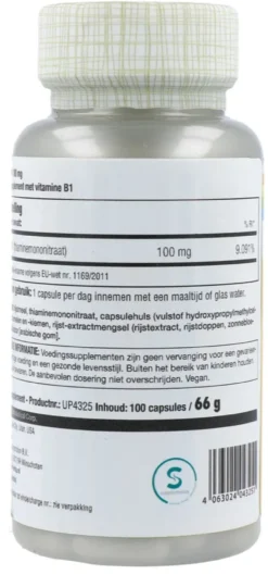 Solaray Vitamine B1 100mg Capsules (100 stuks)
