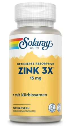 Solaray Zink 3-voudig 15mg Capsules (100 capsules)