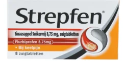 Strepfen Flurbiprofen 8,75mg sinaasappel Suikervrij (8 zuigtabletten)