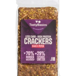 Tastybasics Less Carb-high Protein Crackers Kaas Peper (200 gr)