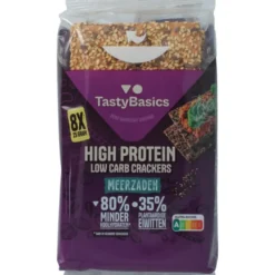 Tastybasics Less Carb-high Protein Crackers Meerzaden (200 gr)