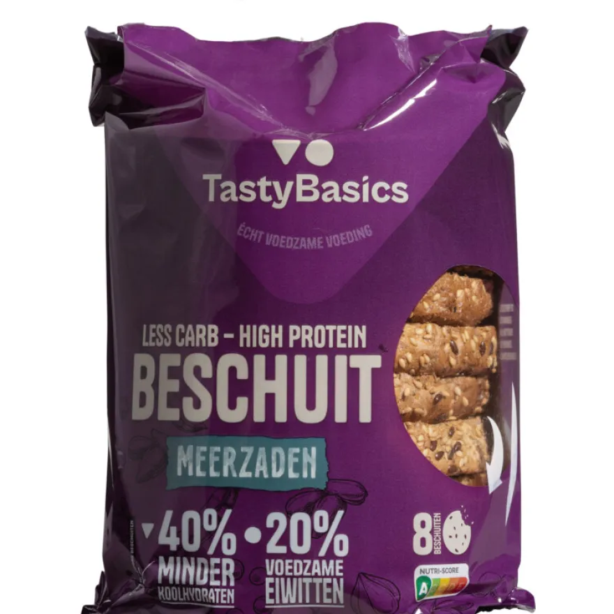 Tastybasics Less Carb-high Protein Beschuit Meergranen (168 gr)