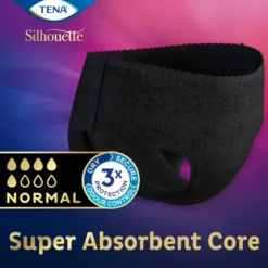 Tena Silhouette Plus Noir – Lage Taille L (10 stuks)