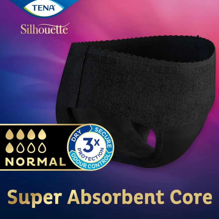 Tena Silhouette Plus Noir – Lage Taille L (10 stuks)