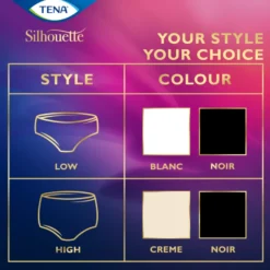 Tena Silhouette Plus Noir – Lage Taille L (10 stuks)