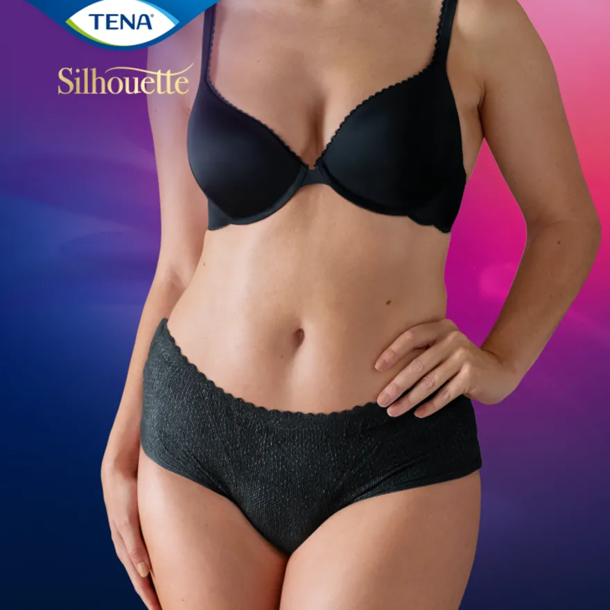 Tena Silhouette Plus Noir – Lage Taille L (10 stuks)