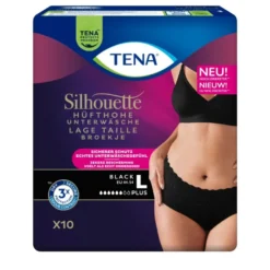 Tena Silhouette Plus Noir – Lage Taille L (10 stuks)