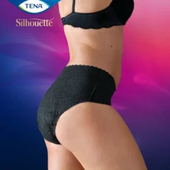 Tena Silhouette Plus Noir – Lage Taille L (10 stuks)