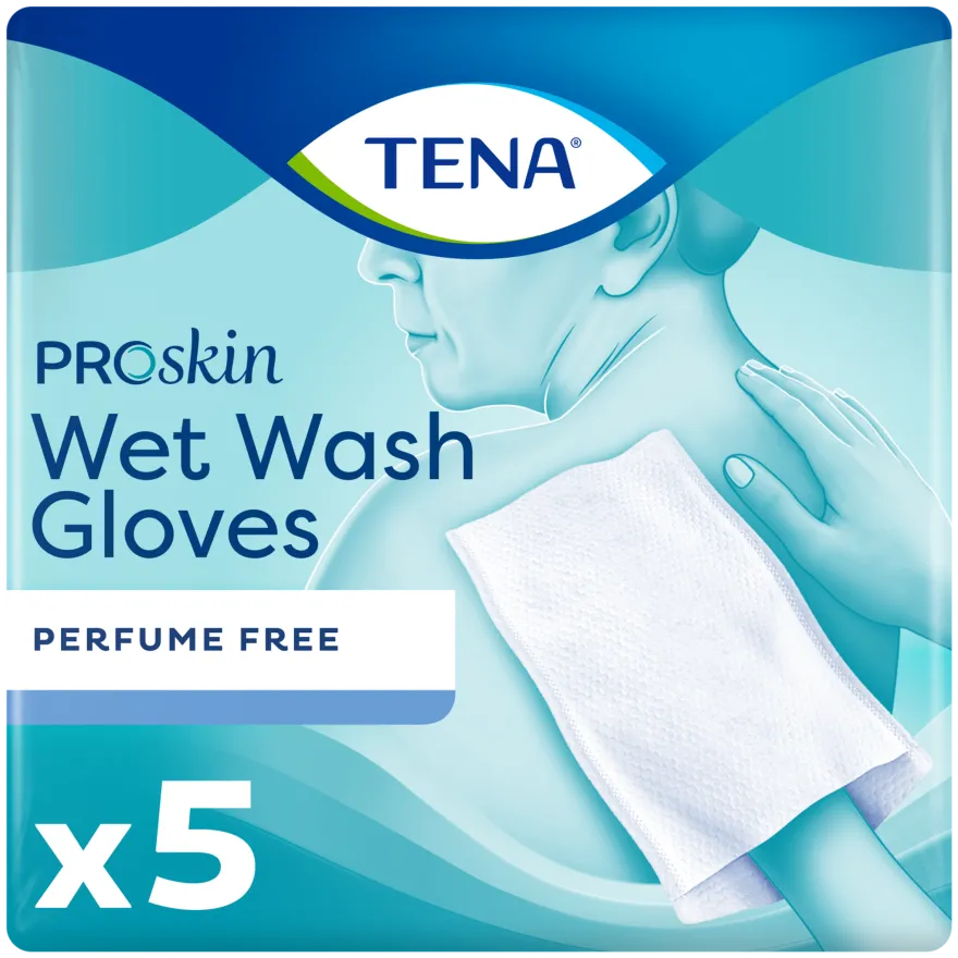 Tena Wet gloves cleans & care lotion no perfume (5 stuks)