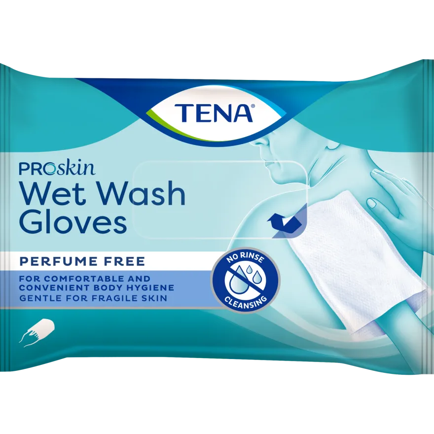 Tena Wet gloves cleans & care lotion no perfume (5 stuks)