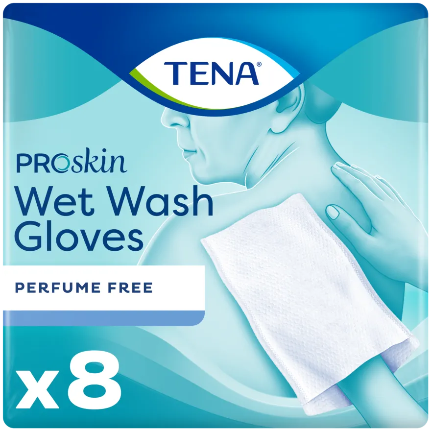 Tena Wet Wash Gloves No Perfume (8 stuks)