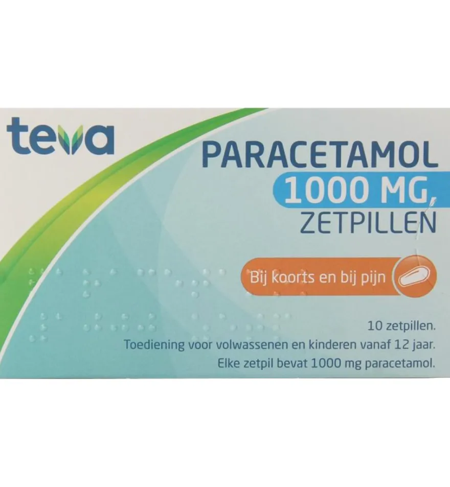 Teva Paracetamol 1000 mg (10 zetpillen)