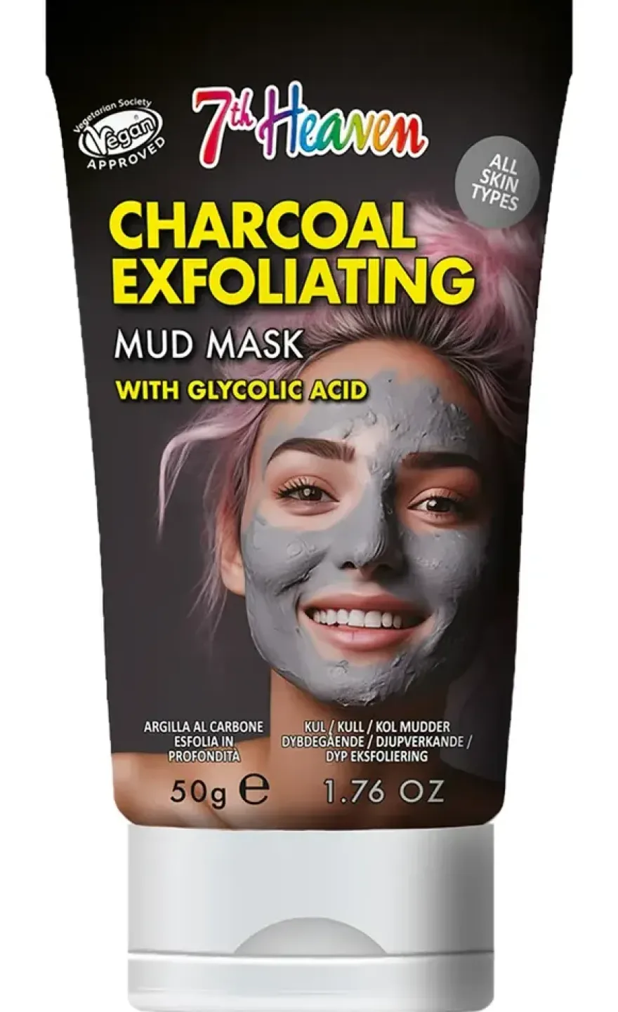 7th Heaven Charcoal Exfolierende Kleimasker met Glycolzuur (50 gr)
