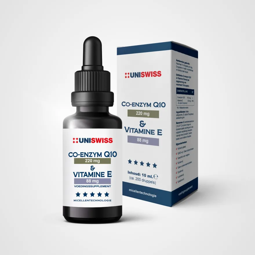 Uni Swiss Co-Enzym Q10 en Vitamine E (10 ml)