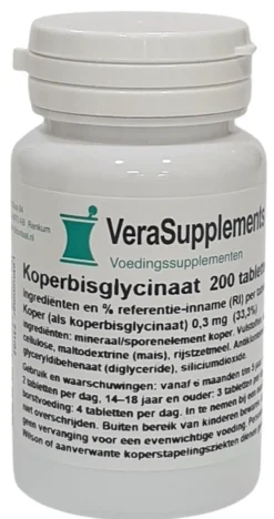 Verasupplements Koperbisglycinaat Tabletten (200 tabletten)