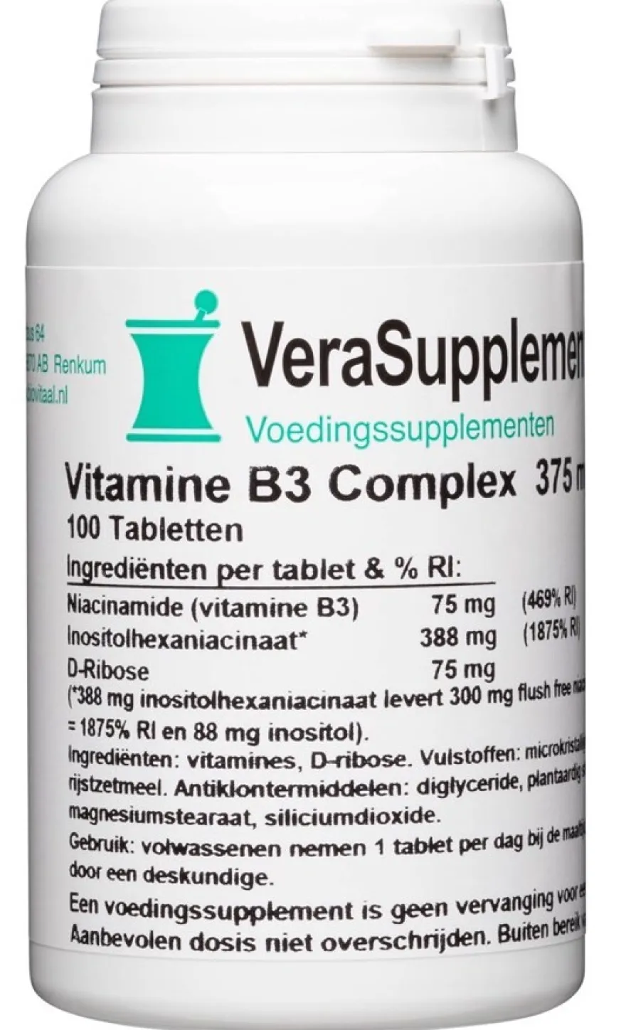 Verasupplements Vitamine B3 Complex 375 Mg Tabletten (100 tabletten)