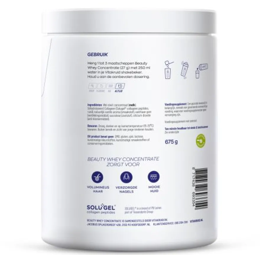 Vitakruid Beauty Whey Protein met 5 gr Collageen Solugel® (675 gr)