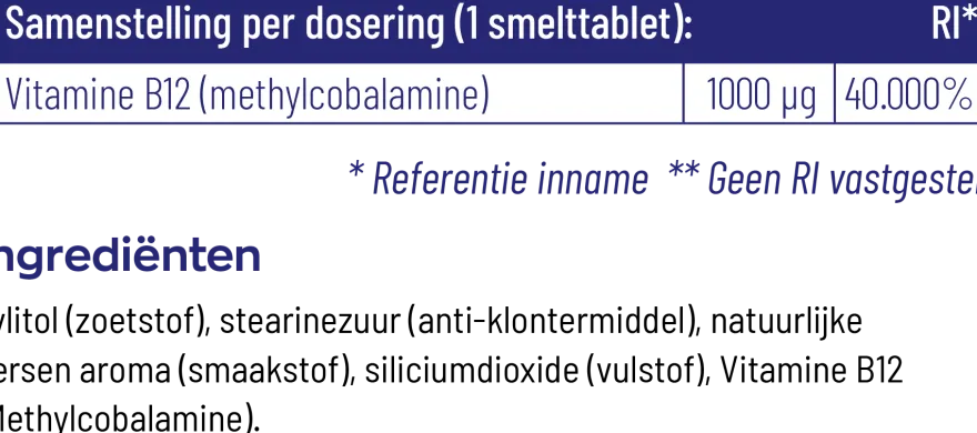 Vitakruid B12 1000 mcg Actief Methylcobalamine Vitamine (180 stuks)