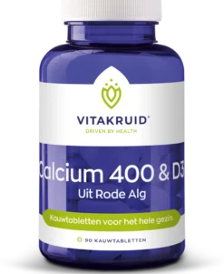 Vitakruid Calcium 400 & D3 uit Duurzame Rode Alg Aquamin TG® (90 kauwtabletten)