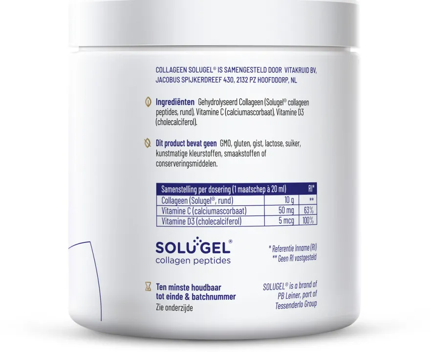 Vitakruid Collageen Solugel® Poeder met Vitamine C & D (250 gr)