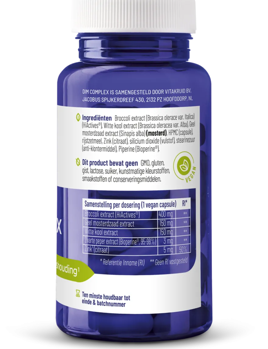 Vitakruid DIM Builder 400 mg Broccolikiem Extract Hiactives® (60 vega capsules)