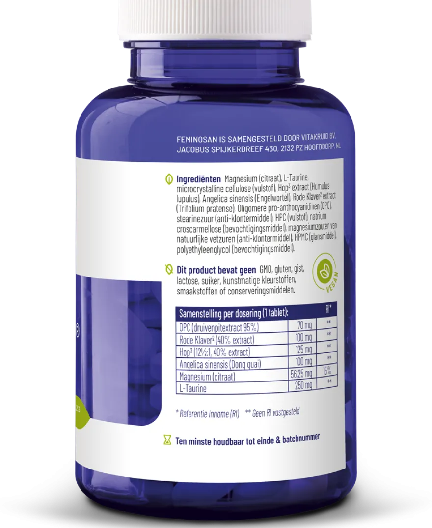 Vitakruid Feminosan Overgang Complex Oa Rode Klaver & Hop (180 tabletten)