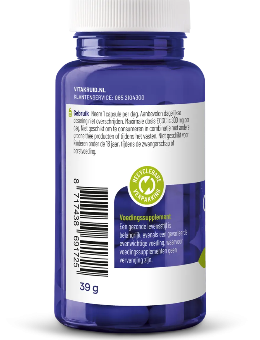 Vitakruid Groene Thee & Bioperine® >50% EGCG >80% Catechines (60 vega capsules)