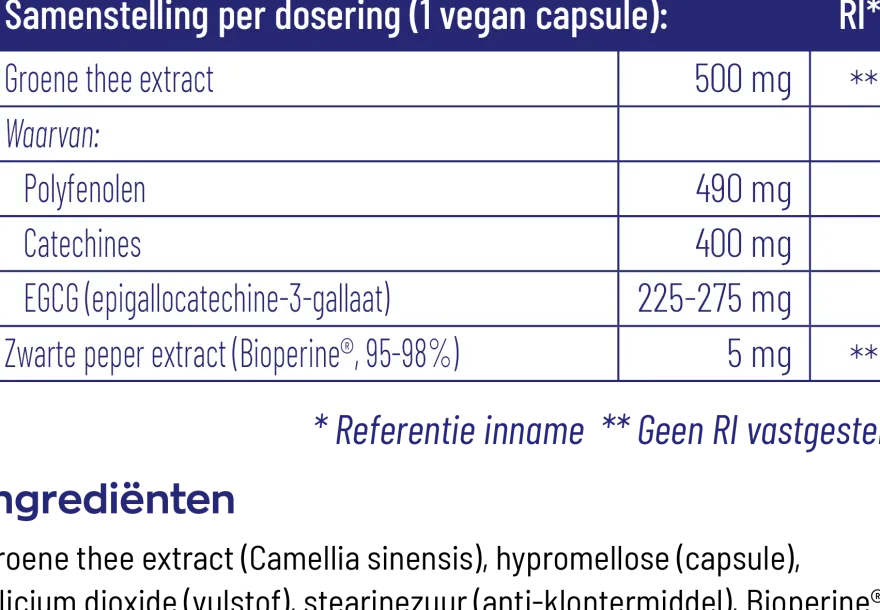 Vitakruid Groene Thee & Bioperine® >50% EGCG >80% Catechines (60 vega capsules)