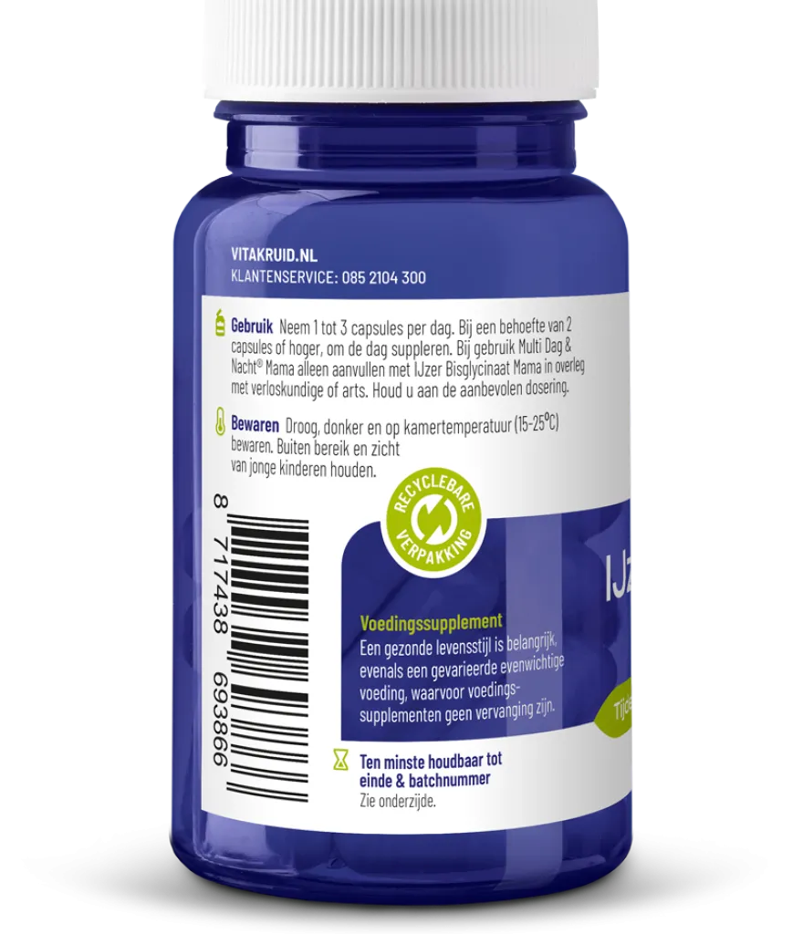 Vitakruid IJzer Bisglycinaat Mama (90 vega capsules)