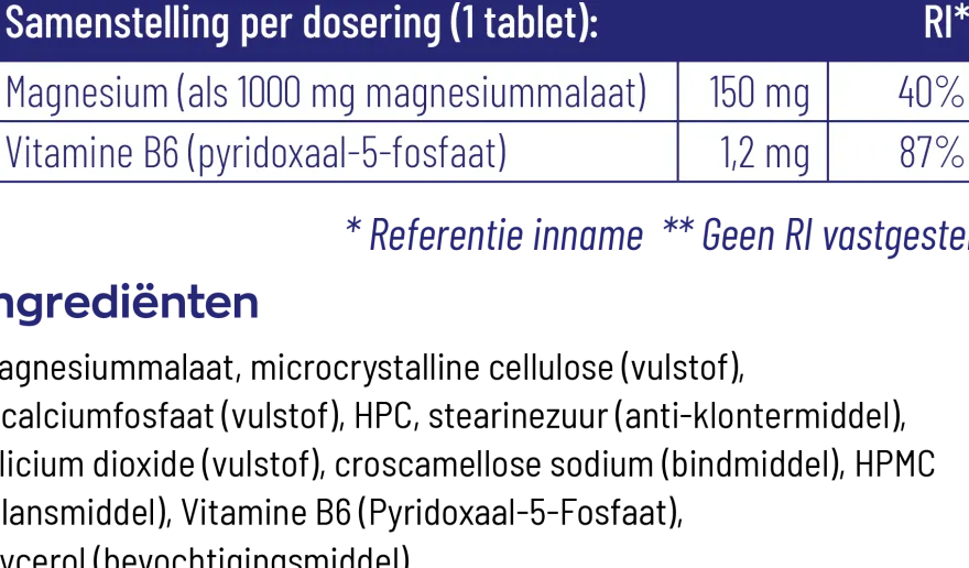 Vitakruid Magnesium 150 Malaat met Vitamine B6 (P-5-P) (90 tabletten)