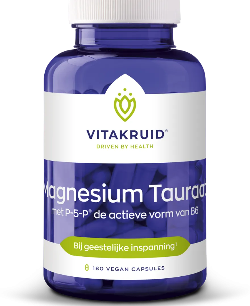 Vitakruid Magnesium Tauraat met Vitamine B6 (P-5-P) (180 vega capsules)