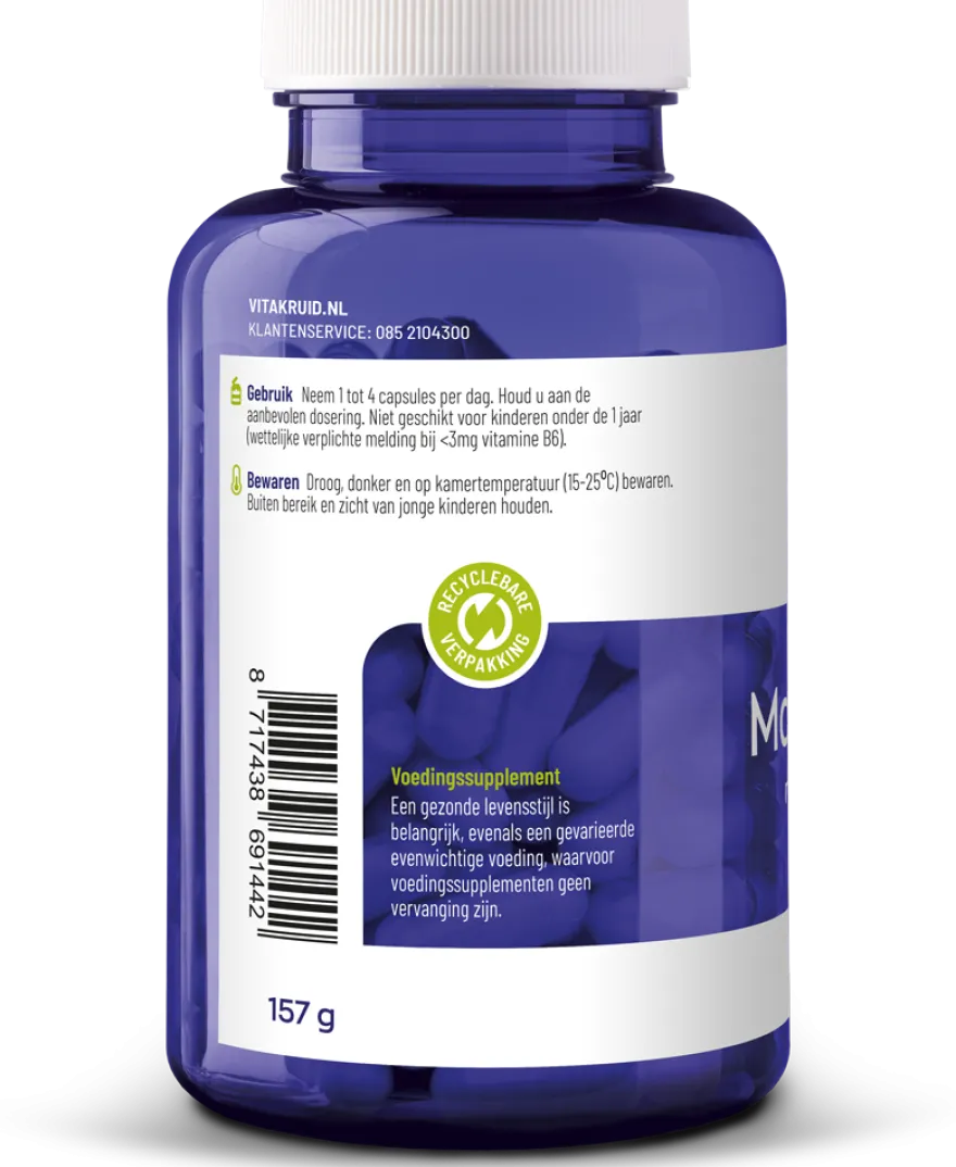Vitakruid Magnesium Tauraat met Vitamine B6 (P-5-P) (180 vega capsules)