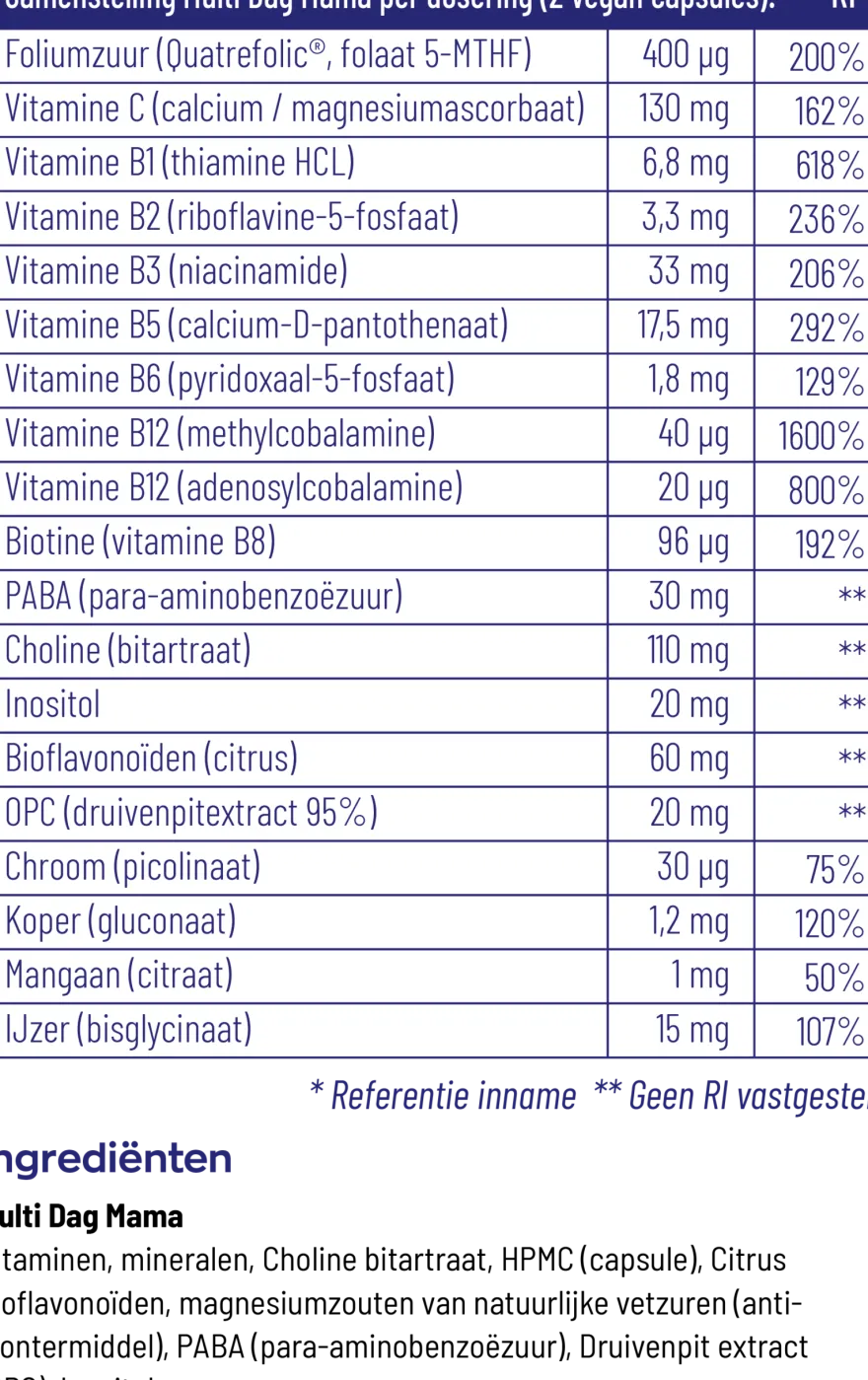 Vitakruid Multi Dag Mama Vegan (180 vega capsules)