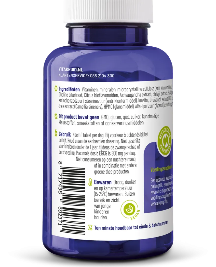 Vitakruid Multi Dag Man Sport 100% Vegan (90 tabletten)