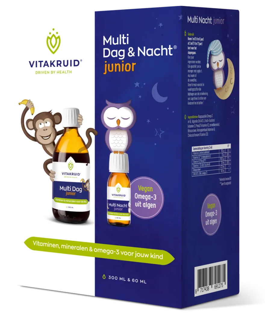 Vitakruid Multi Dag & Nacht Junior 100% Vegan (300 + 60 ml)
