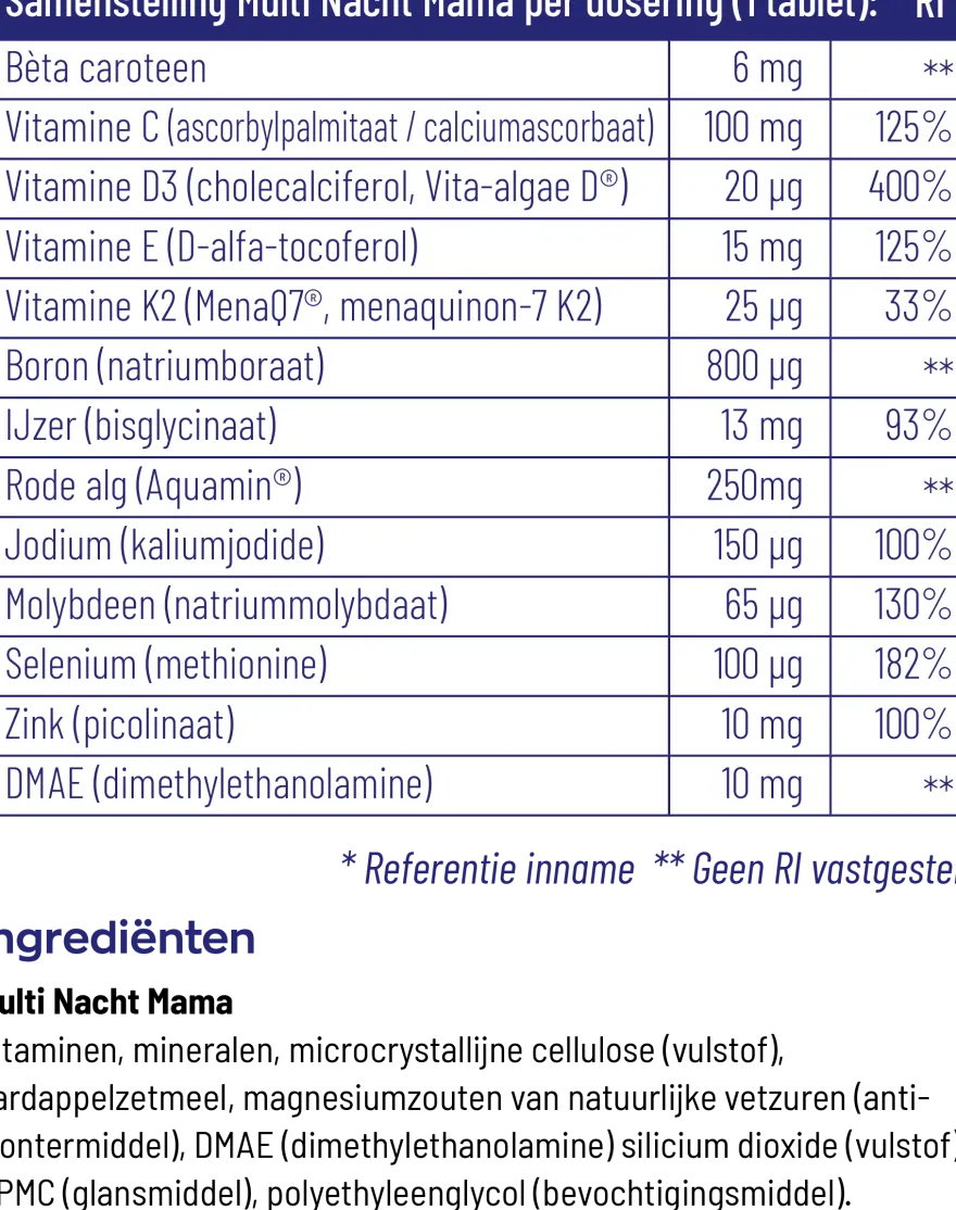 Vitakruid Multi Dag & Nacht Mama 100% Vegan (2 x 30 tabletten)