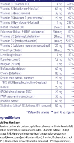 Vitakruid Multi Dag & Nacht Man Sport 100% Vegan (2 x 30 tabletten)