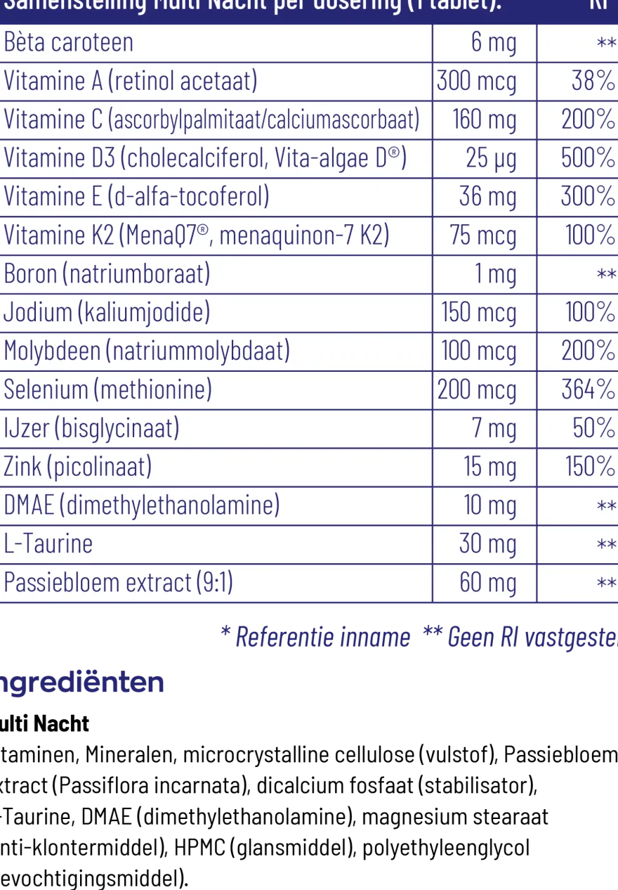 Vitakruid Multi Nacht HD 100% Vegan (90 tabletten)