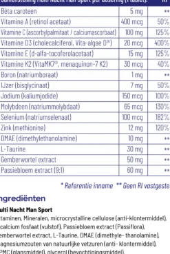 Vitakruid Multi Nacht Man Sport 100% Vegan (30 tabletten)