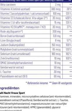 Vitakruid Multi Nacht Vrouw Sport 100% Vegan (90 tabletten)